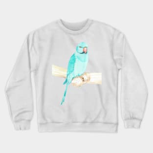 Blue rose-ringed parakeet watercolor portrait Crewneck Sweatshirt